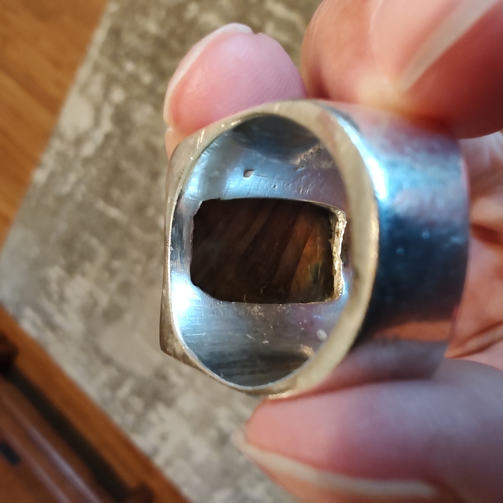 Square Silver Ring With Labradorite Stone - image 7